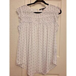 Zac & Rachel Women's Black White Semi-Sheer Polka-Dot Blouse Size Small